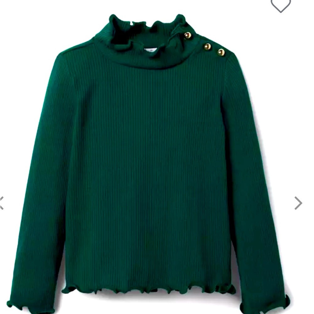 RIBBED RUFFLE TRIM TURTLENECK